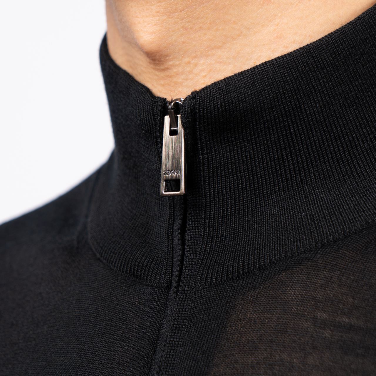 Zegna Slim-Fit High Performance™ Wool Zip Sweater Black – voilà.id