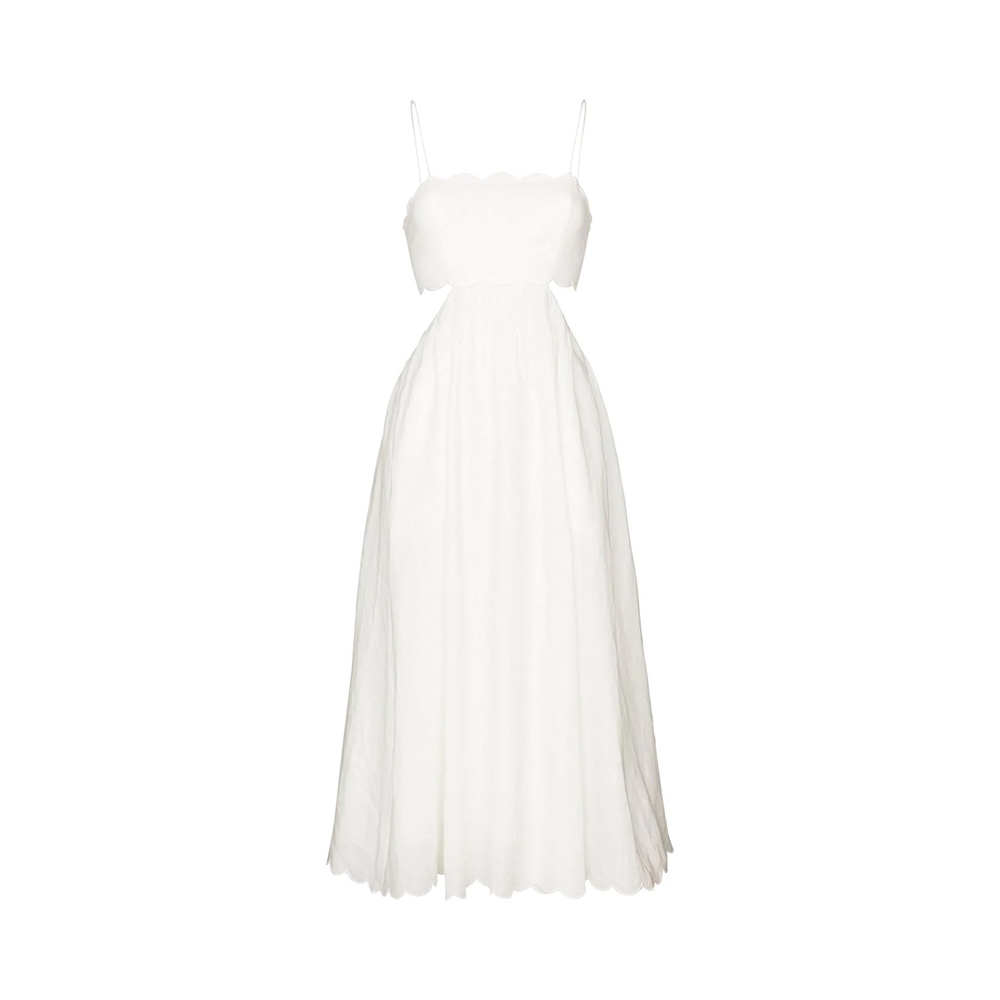 Zimmermann Jude Scallop Midi Dress Black  voil.id