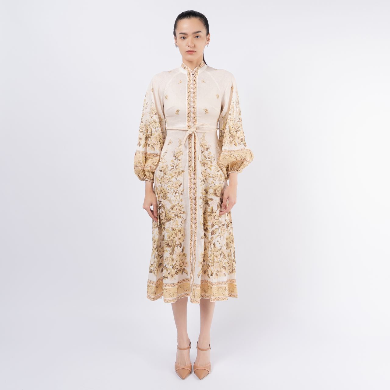 zimmermann golden buttoned midi dress Zimmermann Golden Buttoned Midi Dress
