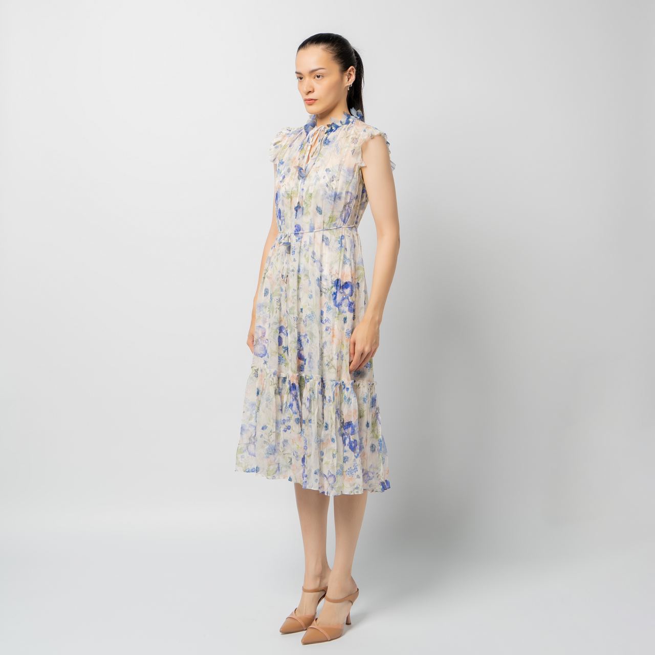 ワンピース ZIMMERMANN Woman Dress Blue 2161DR251 BLUEFLORAL Crush Scalloped Shift Dress Blue Floral Online | Zimmermann