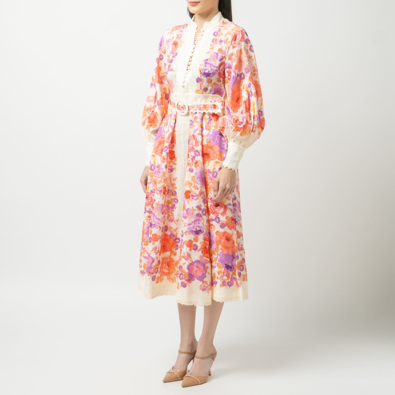 Zimmermann Raie Billow Sleeve Midi Dress Red Purple Floral – voilà.id
